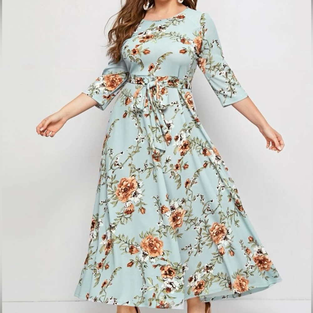 SHEIN 4XL Floral belted dress